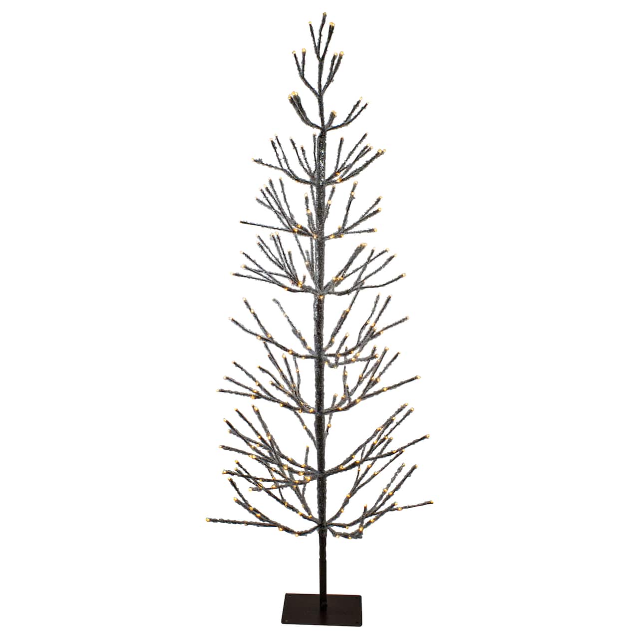 6ft. Pre-Lit Brown Artificial Christmas Tree with LED Clear Icicle Lights